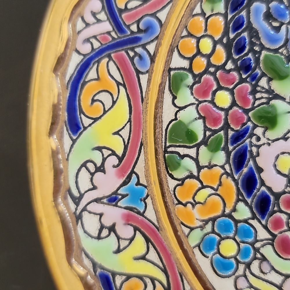 Spanish Wall Plate 24kt Gold Trim. 9” Diameter. Inlaid Hand Crafted In Sevilla - Picture 4 of 15